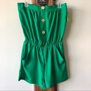 NWT Eight Sixty Green Strapless Romper- L